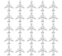 SUNNYCLUE 1 Box 120Pcs Silver Airplane Charm Aircraft Charms Metal Alloy Air Plane Airline Flight Transport Vehicle Aeroplane Pendants for Jewellery Making Bracelets Earrings Necklaces Crafts Supplies