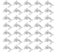 SUNNYCLUE 1 Box 120Pcs Silver Dolphin Beads Sea Animal Bead Antique Alloy Metal 3D Small Summer Life Hawaii Ocean Themed Loose Spacers for Jewellery Making DIY Craft Bracelets Hair Ties Supplies Women