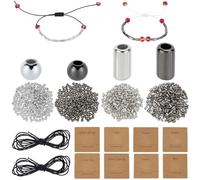 SUNNYCLUE 1 Box 1219pcs Morse Code Bracelet Making Kit Silver Spacer Beads CCB Plastic Long Tube Round Loose Spacer Morse Code Jewellery Kits With Decoding Cards for Jewellery Making Kits Women