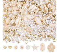 SUNNYCLUE 1 Box 1230Pcs Ocean Beads Kit Sea Turtle Beads Summer Hawaii Beach Starfish Seashells Shell Synthetic Turquoise Stone Loose Spacers for Jewelry Making Kits DIY Bracelets Necklace Earrings