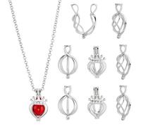 SUNNYCLUE 1 Box 12Pcs 3 Styles Pearl Cage Charms Stone Holder Charm Bulk Silver Metal Brass Hollow Cages Locket Beads Gems Holders Pendants for Jewellery Making Earrings Necklace DIY Craft Findings