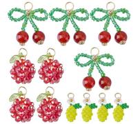 SUNNYCLUE 1 Box 12pcs 3 Styles Seed Bead Fruit Charms Cute Fruit Charms Glass Beaded Cute Lemon Red Cherry Faux Foods Shape Themed Dangle Pendants for Jewellery Making Charm Women Birthday Wedding DIY