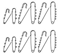 SUNNYCLUE 1 Box 12Pcs 3 Styles Stainless Steel Safety Pin Brooch Black Kilt Pins Bulk Metal Heavy Duty Fastener Loops Clasp Pins Findings with Holes for Sewing Blanket Clothes DIY Jewellery Supplies