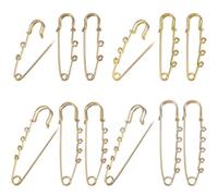 SUNNYCLUE 1 Box 12Pcs 4 Styles Gold Kilt Pin Stainless Steel Safety Pins Bulk Metal Heavy Duty Fastener Loops Clasp Kilts Brooches Findings with Holes for Sewing Blanket Clothes DIY Jewellery Supplies