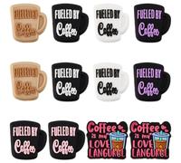 SUNNYCLUE 1 Box 12Pcs 6 Styles Coffee Silicone Bead Coffee Cup Focal Beads Bulk Soft Rubber Drink Coffees Loose Spacer Charm Pen Bead for Jewellery Making Necklace Bracelet Keychain DIY Crafts