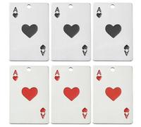 SUNNYCLUE 1 Box 12Pcs Ace Card Charms Playing Cards Charm Bulk Silver Metal 304 Stainless Steel Enamel Heart Spade Poker Rectangle Shaped Pendants for Jewellery Making Earring DIY Craft Accessories