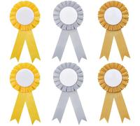 SUNNYCLUE 1 Box 12pcs Award Ribbons Blank Rosette Ribbon 1st 2nd 3rd Place Fabric Yellow Gold Silver DIY Participation Blank Competition Certificate Prize for Prize School Show Sports Events Winner