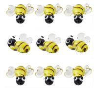 SUNNYCLUE 1 Box 12Pcs Bee Beads Bulk Handmade Lampwork Glass Beads Cute Bumble Bee Honeybee Yellow 3D Tiny Insects Glaze Loose Spacers for Jewellery Making DIY Bracelets Necklace Handcrafted Supplies
