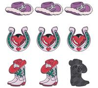 SUNNYCLUE 1 Box 12Pcs Cowboy Pins Bulk Enamel Pins Cowboy Alloy Metal Purple Coquette Western Horseshoe Boot Lapel Brooches for Backpack Decorations Brooch Findings Party Jewellery Gifts Adults