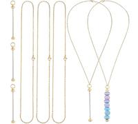SUNNYCLUE 1 Box 12Pcs DIY 6 Sets Beadable Necklace Blanks Beadable Necklaces Gold Stainless Steel Cable Chain with Blank Bar Pendants for Jewellery Making Kits Women Adults Beading Crafts Supplies