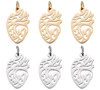 SUNNYCLUE 1 Box 12Pcs Heart Shaped Charms Human Organ Charms Gothic Silver Gold Stainless Steel Anatomical Hearts Charm Bulk for Jewelry Making Charms Necklace Bracelet Earring Key Chains Diy Crafting