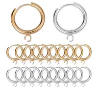 SUNNYCLUE 1 Box 12Pcs Huggie Hoop Leverbacks 18mm Leverback Earring Findings Real 24K Gold Plated Stainless Steel Lever Back Earring Hooks Round Hinged Hoops Earrings Hook for Jewellery Making Craft