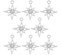 SUNNYCLUE 1 Box 12Pcs North Star Charms Cubic Zirconia Star Charm Bulk Small Silver Metal Rhinestone Dangle Celestial Pendant for Jewellery Making Crafts Bracelets Necklace Earrings DIY Supplies Women