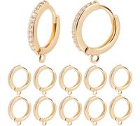SUNNYCLUE 1 Box 12Pcs Real 18K Gold Plated Earring Hooks Leverback French Earring Hooks Round Lever Backs Earwires Brass Micro Pave Clear Cubic Zirconia Hoop Earring Findings for jewellery Making