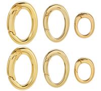 SUNNYCLUE 1 Box 12pcs Real 18K Gold Plated Spring O Rings Bulk Small Spring Gate Rings Brass Metal Oval Real 18K Gold Rack Plating Trigger Clip Spring Snap Fastener Hooks for Jewellery Handbag Keyring