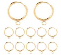 SUNNYCLUE 1 Box 12Pcs Real 24K Gold Plated Hoop Earrings Stainless Steel Huggie Hoop Earring Bulk Metal Alloy Small Findings Round Lever Backs Ear Hooks for Jewellery Making Supplies DIY Crafts Women