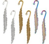 SUNNYCLUE 1 Box 12Pcs Small Feather Bookmark Hook Bookmarks Bulk Bohemia Antique Silver Bronze Alloy Metal Bookmark Blanks for Reading Men Women Jewellery Making Crafting Beading DIY Teacher Hairpin