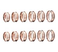 SUNNYCLUE 1 Box 12Pcs Stainless Steel Ring Blanks Grooved Finger Ring Blanks Settings Rose Gold US Size 7/8/9/10/11/12 Inlay Finger Rings Core Blank for Ring Jewelry Making Kits Women Men DIY Crafts