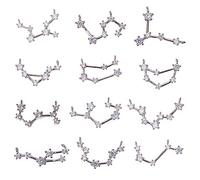 SUNNYCLUE 1 Box 12pcs Twelve Constellation Astrology Pendant Horoscope Zodiac Cubic Zirconia Charms Pendants for Star Sign Necklace Bracelets Making Supplies