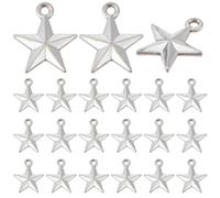 SUNNYCLUE 1 BOX 130PCS Silver Star Charms Bulk Pentagram Charms Metal Alloy Tibetan Five Point Mini Stars Celestial Charm for jewellery Making Charms Diy Earrings Bracelet Necklace Craft Supplies