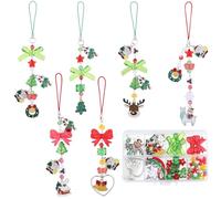 SUNNYCLUE 1 Box 134Pcs DIY 6 Sets Phone Charm Making Kit Christmas Phone Charms Xmas Tree Bell Candy Cane Reindeer Pendants Snowflake Green Red Beads for Women Adults Cellphone Keychains Bag Decor