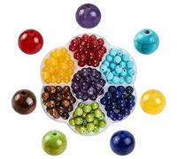 SUNNYCLUE 1 Box 140Pcs 7 Chakra Beads Natural Gemstone Geniune Stone Colorful Round Crystal Healing Energy Loose Bead Jade Agate for Jewelry Making DIY Bracelets Crafts Supplies, 8MM