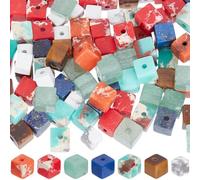 SUNNYCLUE 1 Box 140Pcs 7 Styles Square Gemstone Beads 4mm Synthetic Turquoise Beads Bulk Small Cube Imperial Jasper Stones Spacer Beads for Jewellery Making Diy Necklace Bracelet Handmade Supplies