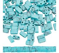 SUNNYCLUE 1 Box 140pcs Flat Rectangle Beads Tila Beads Bulk Synthetic Turquoise Blue Sky Blue Japanese Gemsone Flat Tila Spacer Bead Bulk For Jewellery Making Women Friendship Bracelet Diy Accessories