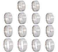 SUNNYCLUE 1 Box 14Pcs Stainless Steel Inlay Ring Blanks Grooved Finger Ring Bulk Silver Metal Round Empty Core US Size 6/7/8/9/10/11/12 Finger Findings for Jewellery Making DIY Crafts Supplies Women