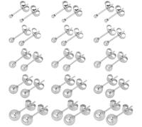 SUNNYCLUE 1 Box 15 Pairs Ball Stud Earrings Set Stud Earring Set for Women | 2/3/4/5/6Mm Hypoallergenic 316 Surgical Stainless Steel Multiple Piercing Studs Tiny Round Ball Studs Earrings for Women Men