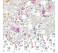 SUNNYCLUE 1 Box 1500pcs 3 styles 2.5 to 6mm Flatback Resin Pearls Flat Back Pearl Ab Colors Mini Small Transparent No Hole Semi Circle Micro Bubble Nail Arts Bead for Shoes Clothes Photo Frame DIY