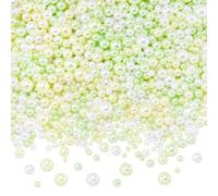 SUNNYCLUE 1 Box 1500Pcs No Hole Beads Green Bubble Beads Bulk Mixed Size Large Small Pearls Plastic Yellow Color Round Beads for Jewellery Making DIY Crafts Earring Necklace Vase Fillers Nail Art
