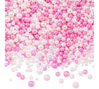 SUNNYCLUE 1 Box 1500Pcs Pink Bubble Beads Mixed Size Beads No Holes Bulk Red White Round Pearls Plastic Beads for Jewellery Making Diy Crafts Bracelets Earrings Necklaces Nail Art Vase Fillers Gifts