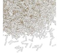 SUNNYCLUE 1 Box 150G Bugle Beads Twist Glass Beads 6.5x2mm Silver Lined Metallic Small Long Tube Seed Loose Bugle Spacers for Beading Necklace Bracelet Earring Jewellery Making DIY Crafts Supplies