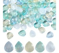 SUNNYCLUE 1 Box 150Pcs 5 Colors Blue Teardrop Beads Glass Water Drop Beads Transparent Crystal Chandelier Charm with Glitter Loose Spacers for Jewellery Making Bracelets Earring Necklaces Pendants DIY