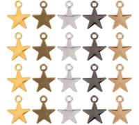SUNNYCLUE 1 Box 150Pcs 5 Colors Mini Star Charms Metal Stars Charms Bulk Alloy Tibetan Style Antique Silver Gold Black Dangle Celestial Pendants for Jewelry Making DIY Necklace Bracelet Earring Women