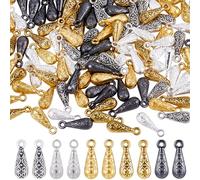 SUNNYCLUE 1 Box 150Pcs 5 Colors Teardrop Charms Tear Drop Charms Bulk Vintage Pattern Metal Alloy Gold Silver Water drop Pendants for Jewellery Making Supplies DIY Craft Necklace Earrings Crafting