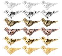 SUNNYCLUE 1 Box 150Pcs 6 Colors Small Metal Bird Beads Silver Animal Bead Bulk Alloy Tibetan Vintage Small Flying Birds Loose Spacers for Jewelry Making DIY Crafts Necklaces Earrings Bracelets Finding