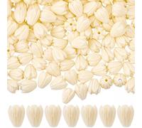 SUNNYCLUE 1 Box 150Pcs Jasmine Beads Carved Flower Beads Bulk Coral Hawaii Synthetic Artificial 3D Pikake Dyed White Summer Loose Spacers for Jewelry Making DIY Crafts Decor Supplies Necklace Wedding