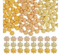 SUNNYCLUE 1 Box 150Pcs Metal Flowers Beads Flower Stamens Gold Nail Art Cabochons Bead Caps Floral Bead End Caps for Jewellery Makings for Jewellery Making Accessories Earrings Headpins Women DIY
