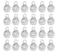 SUNNYCLUE 1 Box 150pcs Spiral Charms Flat Round Charm Tibetan Style Alloy Metal Silver Modern Western Swirl Wave Link Pendant for Jewellery Making Wedding Birthday Women Supplies Gifts Accessories