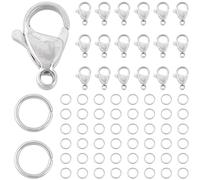 SUNNYCLUE 1 Box 150Pcs Stainless Steel Lobster Clasps Open Jump Rings 50Pcs 15x9mm Jewellery Clasp Connector Bracelet Clips Closures 100Pcs 8mm Jump Rings Lobster Claw for Jewellery Making