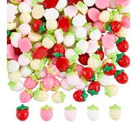 SUNNYCLUE 1 Box 150Pcs Strawberry Resin Charms Fruit Cabochons Colorful Flatback Cute Mini Cartoon Strawberries Charms for Scrapbooking Embellishment DIY Craft Decors Hair Clip Phone Case Accessories