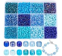 SUNNYCLUE 1 Box 1548pcs 156G Bracelet Seed Beads 4mm 6/0 Seed Beads Bulk Seeds Bead Small Glass Bead Blue Pony Beaded Glass Seeds Loose Spacers for Jewellery Making DIY Earrings Bracelets Necklace