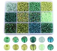 SUNNYCLUE 1 Box 1548pcs Glass Seed Beads Bulk 4mm Bracelet Seed Beads 6/0 Green Seeds Bead Glass Mini Pony Beaded Round Glasses Bead Loose Spacers for jewellery Making DIY Earrings Bracelets Necklace