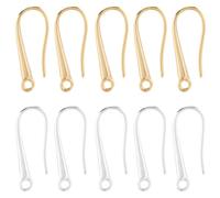 SUNNYCLUE 1 Box 16 Pairs Real 24k Gold Plated Earring Fish Hooks Sterling Silver Plated Earring Hooks Metal Gloss Ear Wires with Loop Ear Rings Findings For Jewellery Making DIY Dangle Crafts Women