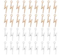SUNNYCLUE 1 Box 160Pcs 2 Colors Gold Lightning Bolt Charms Bulk Flash Charm Silver Alloy Celestial Weather Storm Thunder Flashing Pendants for Jewellery Making Crafting Bracelet Necklace Earrings