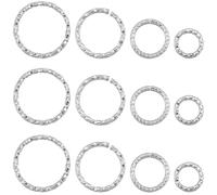 SUNNYCLUE 1 Box 160Pcs 3.5/6/7.5/10mm Textured Jump Ring Open Jump Rings Small Brass Platinum Single Loop Circle Round O Linking Connectors for Jewellery Making Charms Bracelets Necklaces DIY Crafts