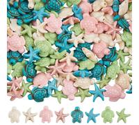 SUNNYCLUE 1 Box 160Pcs 8 Styles Turquoise Animal Beads Turtle and Starfish Beads Bulk Tortoise Summer Hawaii Ocean Sea Dyed Colorful Beach Gemstone Loose Spacer for Jewelery Making Supplies DIY Crafts