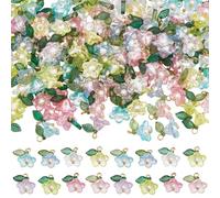 SUNNYCLUE 1 Box 160Pcs Lily Of The Valley Charms Acrylic Flower Charms | Cute Spring Flowers Colorful Plastic foral Pendants for Jewellery Making Earrings Necklace Bracelet Women Adults DIY Crafts